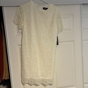 Lulu's Cream Lace Mini Dress